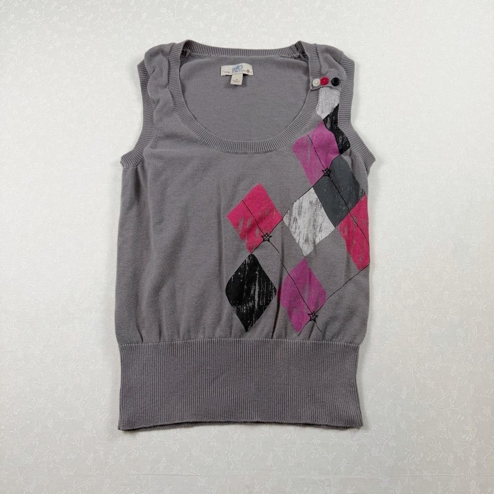 2000's So Wear It Declare It Argyle Sweater Vest Size M